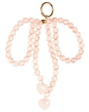 Leith Faceted Beaded Bow Bag Charm - White