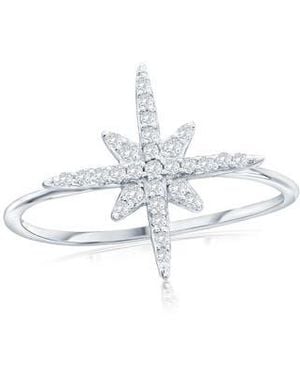 Simona Sterling Cubic Zirconia North Star Ring - Metallic