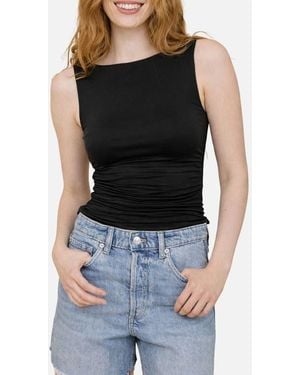 Blu Pepper Side Ruched Tank - Black