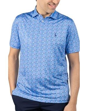 Tailorbyrd One The Sea Print Performance Polo - Blue
