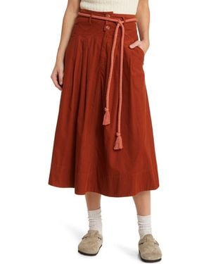 The Great The Field Cotton Corduroy Midi Skirt - Red