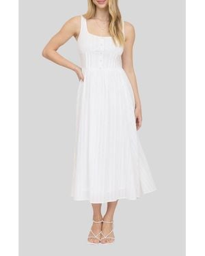 Blu Pepper Swiss Dot Corset Midi Dress - White