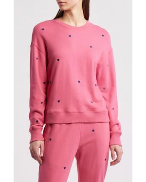 Rails Ramona Heart Embroidered Cotton & Modal Sweatshirt - Pink