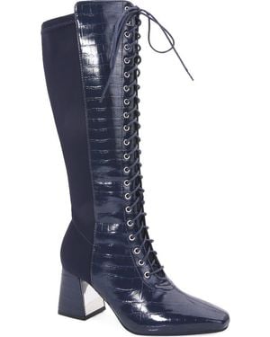 Ninety Union Lark Croc Embossed Faux Leather Knee High Boot - Blue