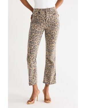 GOOD AMERICAN Good Kick Flare Leopard Print Jeans - Natural