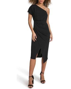 Siena Jewelry Ity One Shoulder Midi Dress - Black