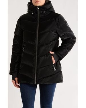 BCBGeneration Chevron Quilted Puffer Jacket - Black