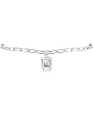CZ by Kenneth Jay Lane Emerald Cut Cubic Zirconia Charm Anklet - Metallic