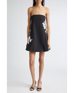 Cinq À Sept Irla Trailing Floral Strapless Minidress - Black