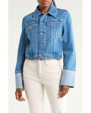 Hudson Jeans Cuffed Crop Denim Jacket - Blue