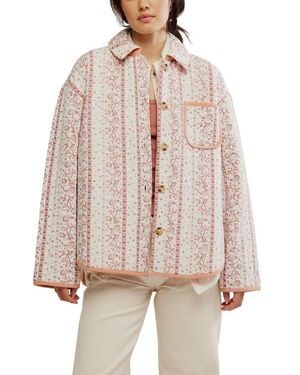 Free People Alexie Print Boxy Quilted Jacket - White