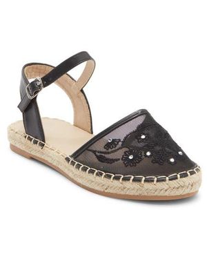 Top Moda Chrom Floral Embroidered Ankle Strap Flat - Multicolor