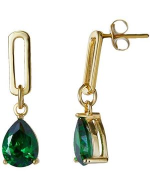 Argento Vivo Sterling Silver Cubic Zirconia Paper Clip Drop Earrings - White