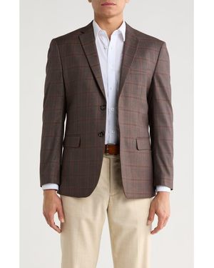 Gino Vitale Slim Fit Plaid Blazer - Brown