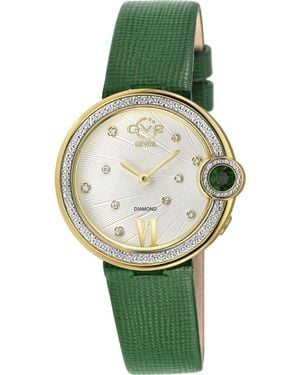 Gv2 Perugia Diamond Leather Strap Watch, 33Mm - Green