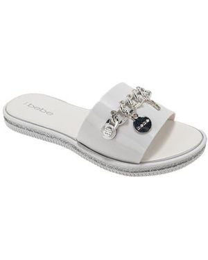 Bebe Chain Charm Slide Sandal - White