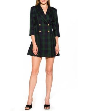 Alexia Admor Jacki Plaid 3/Sleeve Blazer Dress - Black