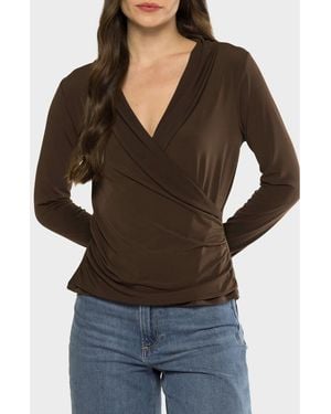 Matty M Prescott Draped Long Sleeve Top - Black
