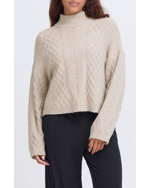 Ichi Knit Mock Neck Sweater - Natural