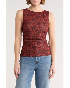Madewell Ruched Floral Top - Red