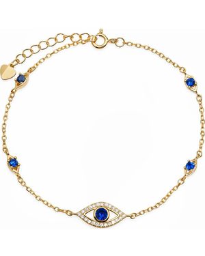 Queen Jewels Cubic Zirconia Evil Eye Station Bracelet - Metallic