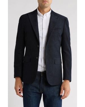 Lucky Brand Solid Peak Lapel Cotton Blend Sport Coat - Blue