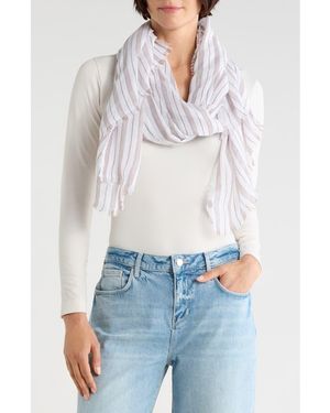 Vince Stripe Cotton Scarf - White