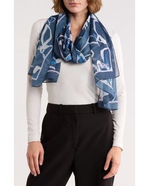Calvin Klein Floral Chiffon Scarf - Blue