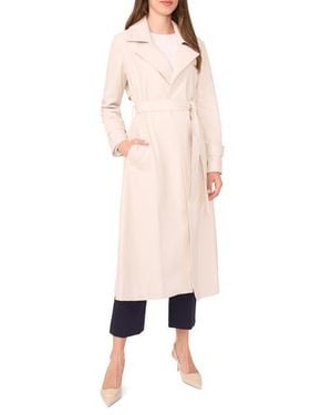 Halogen® Drapey Faux Leather Belted Trench Coat - Pink