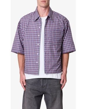 MNML Crispy Plaid Poplin Button-Up Shirt - Purple