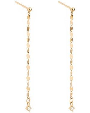 Local Eclectic Solid 9K & Diamond Anchored Convertible Linear Drop Earrings - White