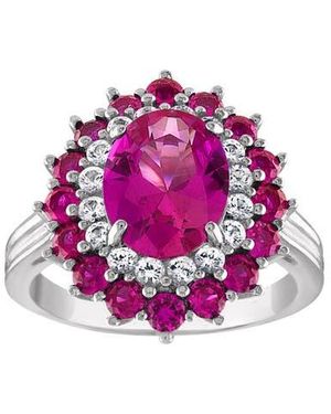 FZN Sterling Lab Grown Sapphire & Ruby Ring - Pink