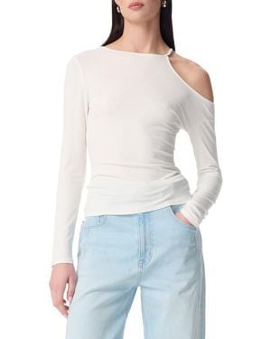 Robert Rodriguez Charlie Cold Shoulder Cutout Long Sleeve Top - White