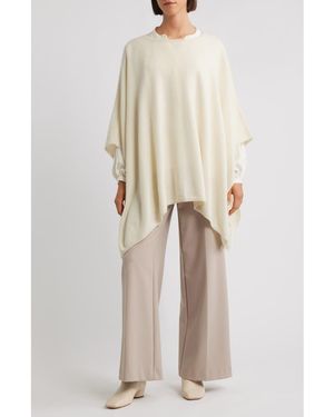 Vince Boat Neck Silk & Cashmere Poncho - White