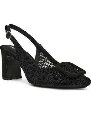 Anne Klein Belinda Lace Embroidered Slingback Pump - Black