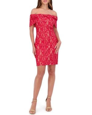Kensie Lace Off The Shoulder Minidress - Red