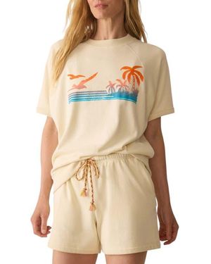Faherty High Tide Short Sleeve Pima Cotton Terry Sweatshirt - Natural