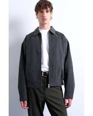 TOPMAN Faux Suede Bomber Jacket - Blue