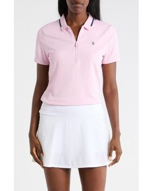 Original Penguin Tipped Quarter Zip Knit Polo - Pink