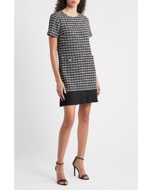 Julia Jordan Pleated Hem Bouclé Minidress - Black