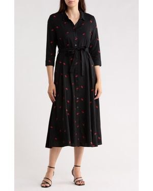 Ellen Tracy Tie Waist Shirtdress - Black