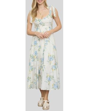 Blu Pepper Loop Trim Tie Shoulder Maxi Dress - Multicolor
