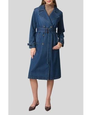 Blu Pepper Double Breasted Coat - Blue