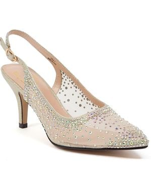 Lady Couture Embellished Pointed Slingback Pumps - White