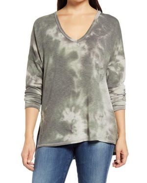 Loveappella Tie Dye Tunic Top - Gray