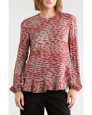 Longchamp Logo Print Peplum Top - Red
