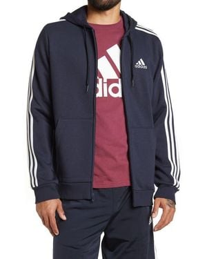 adidas 3-Stripes Zip Fleece Hoodie - Blue