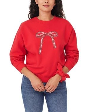 Kensie Bow Embellished Sweatshirt & Scrunchie Set - Red