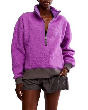 Free People Hit The Slopes Quarter Zip Jacket - Purple