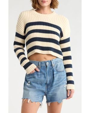 Denimist Striped Ribbed Cropped Sweater - Multicolor
